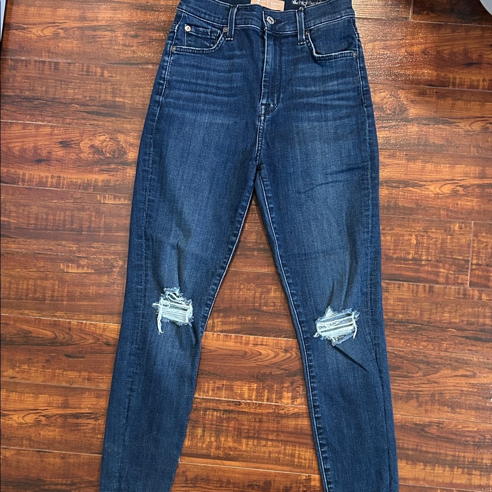 7 For All Mankind Dark Blue High Rise Jeans